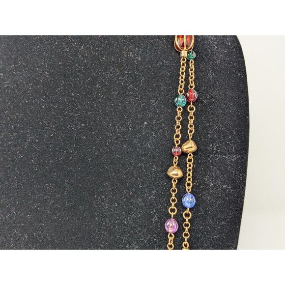 Linea Louis Dell'Olio Gold Tone Colorful Beads Long Necklace Dangle Earrings Set - Picture 4 of 13